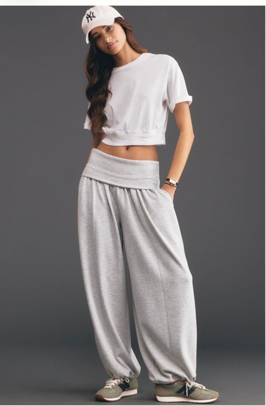 Anthropologie Daily Practice Foldover Balloon Pants - Heather Grey - M NWT